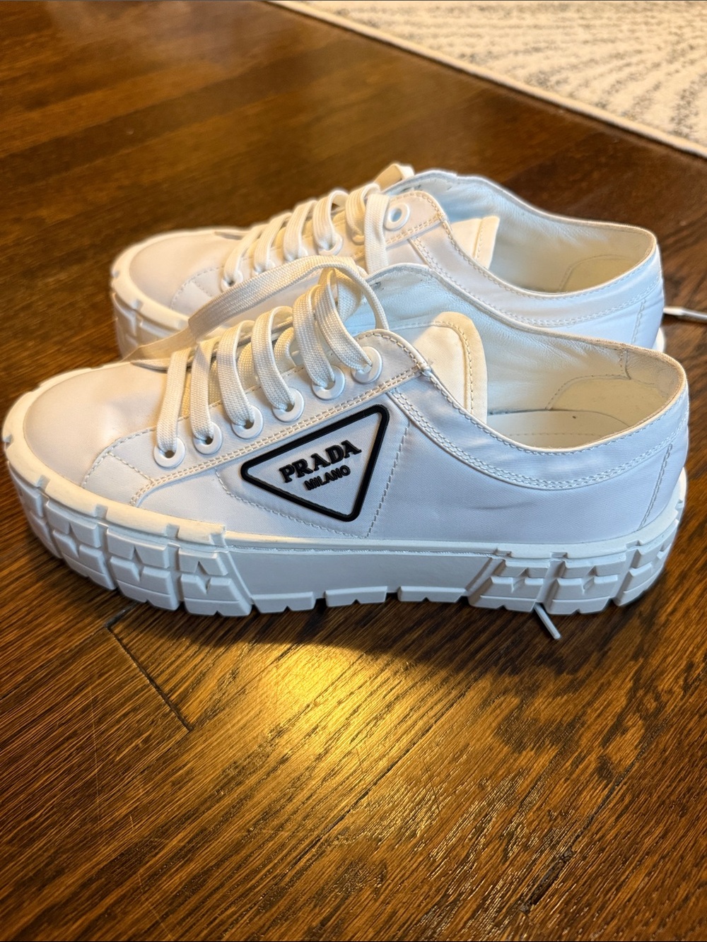 Prada White Chunky-Soled Milano Lace-Up Sneakers
